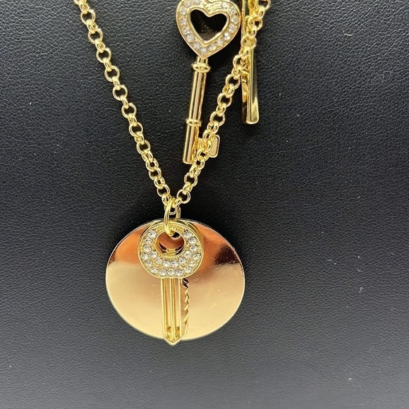 Key-Heart- Necklaces Layered Necklace Gold Tone with Rhinestones 🔑 ❤️ Necklace - Picture 9 of 14